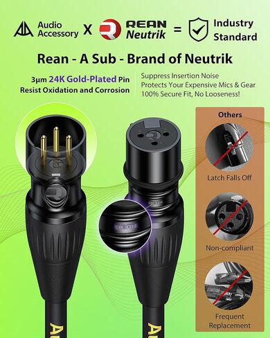 كابلات Pro Star Quad XLR بطول 6 أقدام، موصلات Neutrik REAN ذات الدبوس الذهبي، 19AWG OFC، 100% OFC مضفر ودرع الرقائق المعدنية، كابل ميكروفون متوازن من النايلون المقوى بالكيفلار لميكروفون Shure in Saudi Arabia