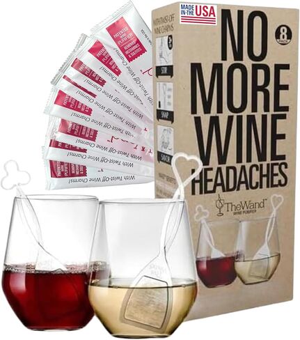 PureWine The Wand Wine Purifier - Red & White Wine Filters for Histamines & Sulfites, Sulfite Remover Sticks, Helps Allergies & Headaches, Gift Accessories for Women & Men - 8 Wands, White in Saudi Arabia