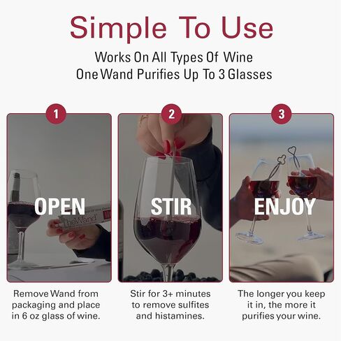 PureWine The Wand Wine Purifier - Red & White Wine Filters for Histamines & Sulfites, Sulfite Remover Sticks, Helps Allergies & Headaches, Gift Accessories for Women & Men - 8 Wands, White in Saudi Arabia