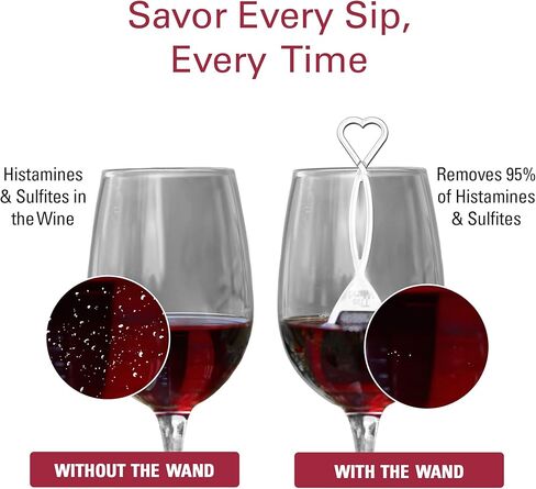 PureWine The Wand Wine Purifier - Red & White Wine Filters for Histamines & Sulfites, Sulfite Remover Sticks, Helps Allergies & Headaches, Gift Accessories for Women & Men - 8 Wands, White in Saudi Arabia
