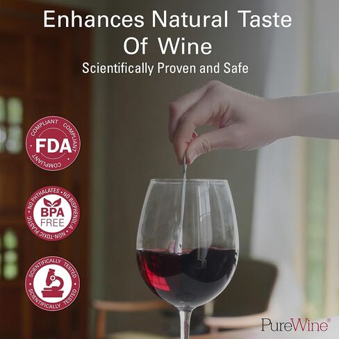 PureWine The Wand Wine Purifier - Red & White Wine Filters for Histamines & Sulfites, Sulfite Remover Sticks, Helps Allergies & Headaches, Gift Accessories for Women & Men - 8 Wands, White in Saudi Arabia