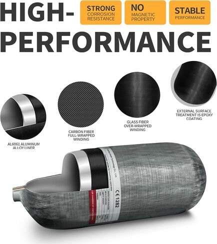 TUXING 12L/732ci Carbon Fiber Paintball HPA Air Tank(Not DOT),4500psi PCP Air System Dual Gauge Valve 24-inches High Pressure Hose with Double Quick Diconnect in Saudi Arabia