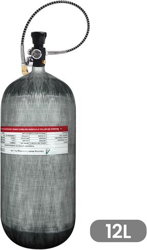TUXING 12L/732ci Carbon Fiber Paintball HPA Air Tank(Not DOT),4500psi PCP Air System Dual Gauge Valve 24-inches High Pressure Hose with Double Quick Diconnect in Saudi Arabia