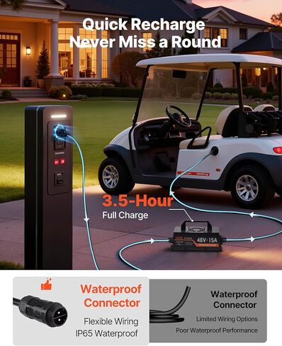 VEVOR 48V (51.2V) 52AH Lithium Golf Cart Battery, with 15A Charger, Lifepo4 Battery Kit, Built-in 100A BMS, with Bluetooth Mobile APP & Display Monitor, 4000 Cycles, for Golf Carts, Trolling Motors in Saudi Arabia
