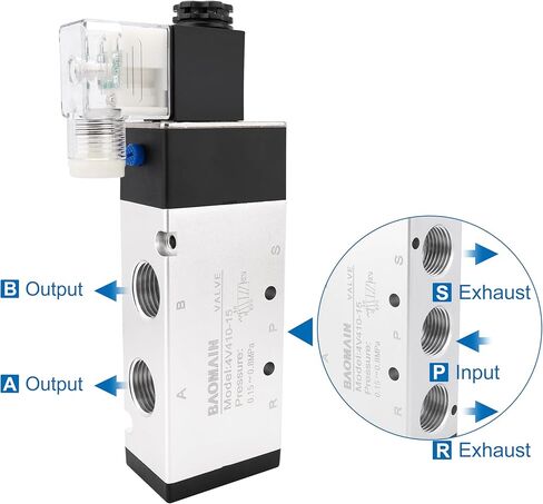 Baomain 4 Space Pneumatic Solenoid Valve DC12V PT1/2 5 Way 2 Position Manifold with Base Muffler Quick Fittings Set 4V410-15 in Saudi Arabia
