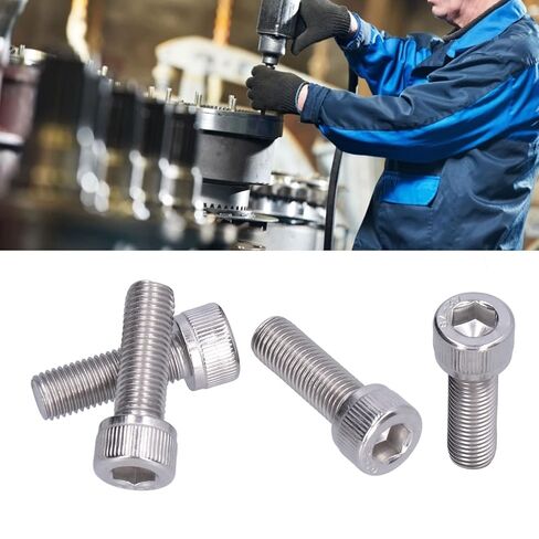 Walfront M10 Hex Socket Cap Screws 4Pcs A2-70 Stainless Steel 1.25mm Fine Pitch Fasteners for Automotive DIY and Construction Hardware (M10*30) in Saudi Arabia