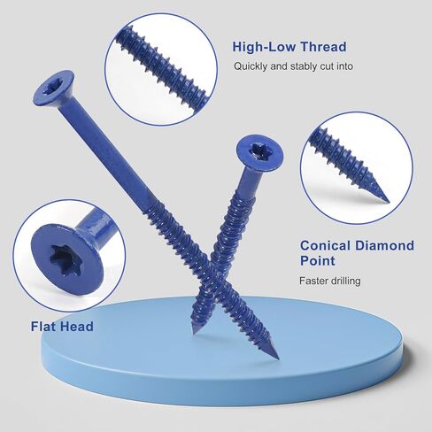 CHENGFIX Concrete Screws Kit, 49-Piece, 5 Sizes, Flat Head, Torx Drive, Blue, with Drill Bit, 1/4x1-1/4 to 1/4x4 (30, #1/4x2-1/4) in Saudi Arabia