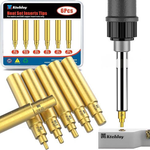 6PCS Soldering Tips Heat Set Insert Tips - for Thread Inserts M2 / M2.5 / M3 / M4 / M5 / M6 / #2-56 / #4-40/ #6-32/ #8-32/ #10-24 and Soldering Iron Adapter 900M/T18/FX-888D in Saudi Arabia