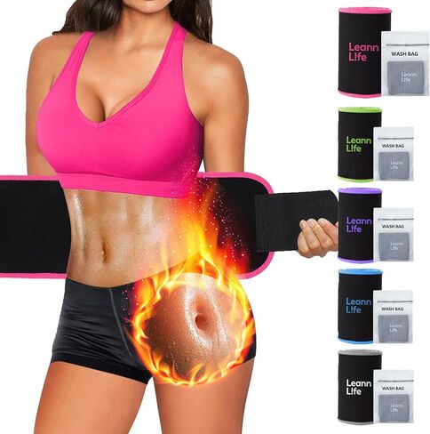 Leann L!fe Waist Trimmer Belt – One Size 52″ Fits All Women & Men, Premium Neoprene Sweat Waist Trainer for Workout & Fitness in Saudi Arabia