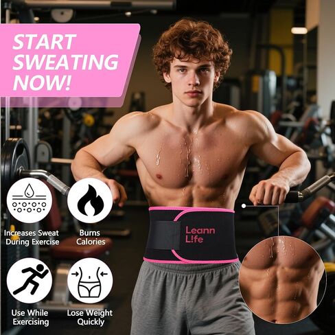 Leann L!fe Waist Trimmer Belt – One Size 52″ Fits All Women & Men, Premium Neoprene Sweat Waist Trainer for Workout & Fitness in Saudi Arabia