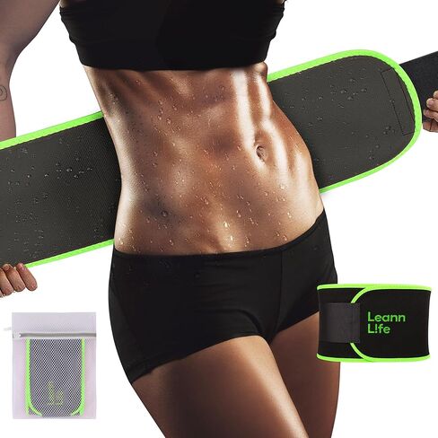 Leann L!fe Waist Trimmer Belt – One Size 52″ Fits All Women & Men, Premium Neoprene Sweat Waist Trainer for Workout & Fitness in Saudi Arabia