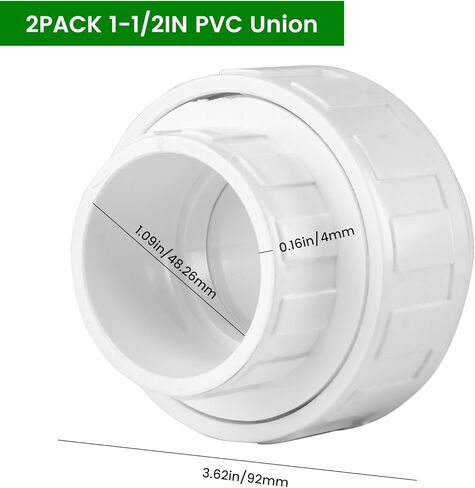 2Pcs 1-1/2" PVC Union Coupling Pipe Fitting (Socket x Socket) 3/4Inch PVC Slip Union Adapter Coupling Schedule 40, EPDM O-Ring, White in Saudi Arabia