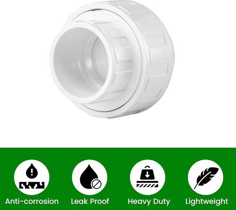 2Pcs 1-1/2" PVC Union Coupling Pipe Fitting (Socket x Socket) 3/4Inch PVC Slip Union Adapter Coupling Schedule 40, EPDM O-Ring, White in Saudi Arabia