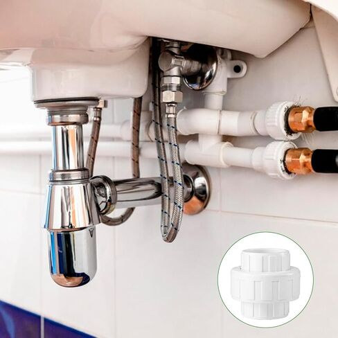 2Pcs 1-1/2" PVC Union Coupling Pipe Fitting (Socket x Socket) 3/4Inch PVC Slip Union Adapter Coupling Schedule 40, EPDM O-Ring, White in Saudi Arabia