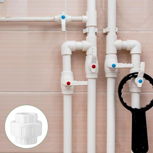 2Pcs 1-1/2" PVC Union Coupling Pipe Fitting (Socket x Socket) 3/4Inch PVC Slip Union Adapter Coupling Schedule 40, EPDM O-Ring, White in Saudi Arabia