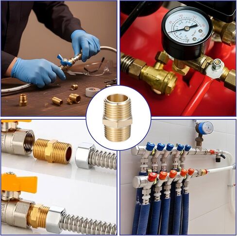 2PCS 1/2 Brass Nipple, 1/2" NPT Male X 1/2" NPT Male Pipe, Hex Brass Pipe, Males to Male Hose Adapter, for Low-Pressure and Medium-Pressure Pipes Connections in Saudi Arabia