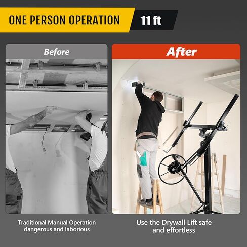 Drywall Lift, 150lb Drywall Lift Jack with Wheels - 11FT Adjustable Steel Sheetrock Hoist for Ceiling & Wall Installation - Heavy Duty Panel Lifter for Pros & Homeowners in Saudi Arabia