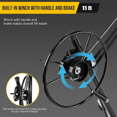 Drywall Lift, 150lb Drywall Lift Jack with Wheels - 11FT Adjustable Steel Sheetrock Hoist for Ceiling & Wall Installation - Heavy Duty Panel Lifter for Pros & Homeowners in Saudi Arabia
