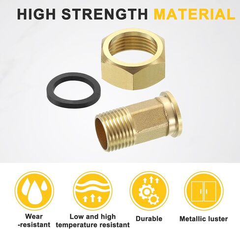 uxcell قطعتان من تركيب أنابيب عداد المياه النحاسية، G1/2" ذكر × G3/4" أنثى موصل حلمة سداسية نحاسية ملولبة مع غسالة سوداء لاستبدال وإصلاح اقتران عداد المياه in Saudi Arabia
