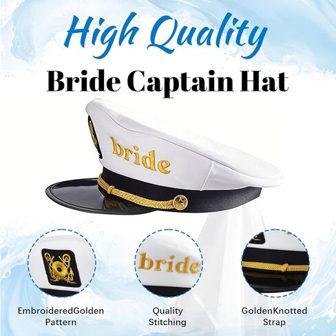 MGupzao Sailor Bridal Captain Hat for Bachelorette Party-Wedding Bridal Party Hats with White Veil,Bride Party Gift,Decoration,Beach Boat Party,Nautical Party in Saudi Arabia