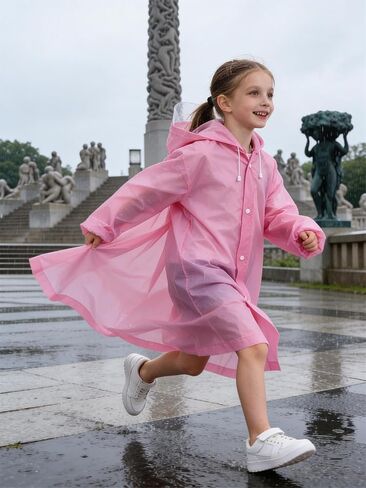 Kids’ Hooded Raincoat, Long-Sleeve Waterproof Poncho for School Commutes, Outdoor Activities, Casual Errands, Rainy Day Play in Saudi Arabia