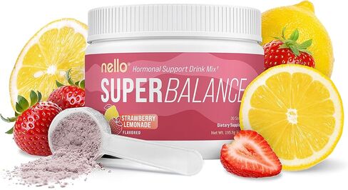 Nello Superbalance Hormonal Support Drink Mix, SRI-81 Shatavari, Myo-Inositol, Rhodiola Rosea, Vitamin C, Magnesium, Theobromine (30 Servings, Strawberry Lemonade) in Saudi Arabia