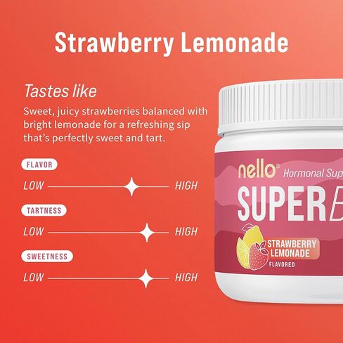 Nello Superbalance Hormonal Support Drink Mix, SRI-81 Shatavari, Myo-Inositol, Rhodiola Rosea, Vitamin C, Magnesium, Theobromine (30 Servings, Strawberry Lemonade) in Saudi Arabia