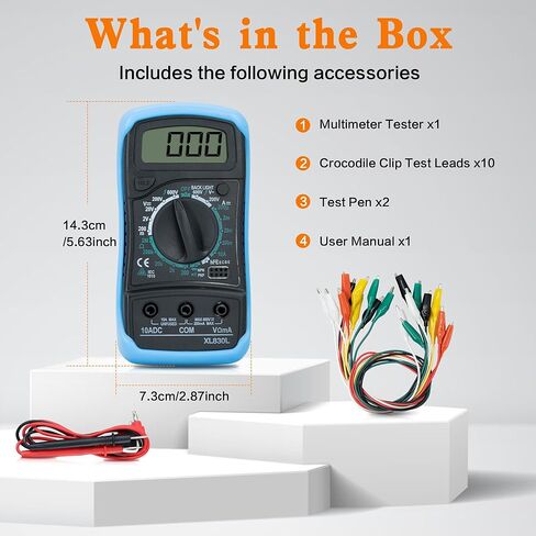 2000 Count Digital Multimeter and 10 Pieces Alligator Clips with Wires,for Electrical Testing, Circuit Connection, Electronic Experiments,Voltage Meter in Saudi Arabia