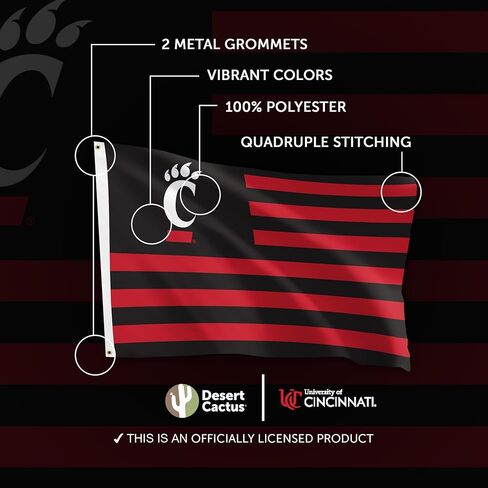 Desert Cactus University of Cincinnati Indoor and Outdoor 100% Polyester University Flag Banner, 3x5 Feet Bearcats (Nation) in Saudi Arabia