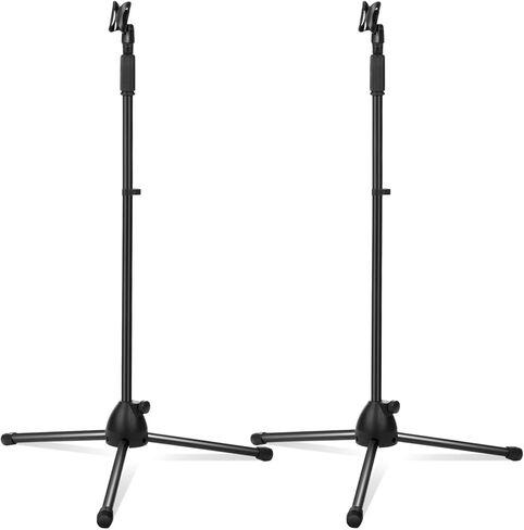 Xuhal 2 Pack Adjustable Height Microphone Tripod Stand Microphone Stand Adjustable Karaoke Mic Holder Speech Universal Floor Standing for Singing Live Stream Stage, Total Height 60" in Saudi Arabia