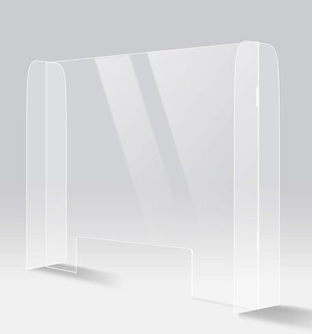 ShieldPix 32x28" Protective Sneeze Guard, Acrylic Barrier Shield for Counter or Desk, Transparent Plexiglass Protection from Sneezes or Other Droplets with 5x11" Cutout Slot in Saudi Arabia