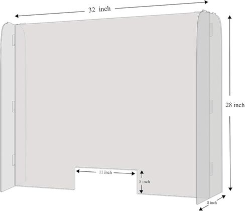 ShieldPix 32x28" Protective Sneeze Guard, Acrylic Barrier Shield for Counter or Desk, Transparent Plexiglass Protection from Sneezes or Other Droplets with 5x11" Cutout Slot in Saudi Arabia