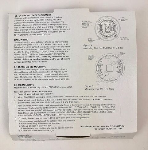 SIEMENS DB-11 - Fire Alarm Low Profile Surface Mount Detector Base for The Series 11 in Saudi Arabia