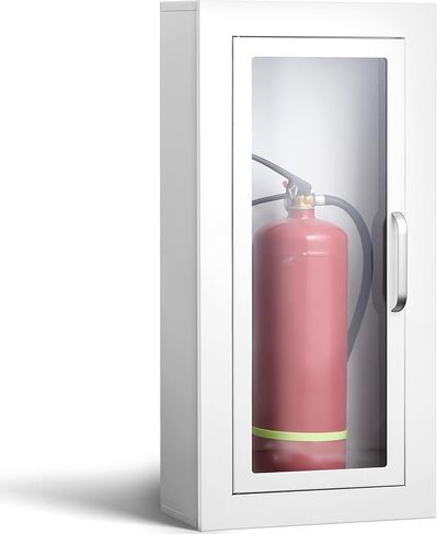 Zonon 2 Pcs 10lb Fire Extinguisher Cabinet Wall & Surface Mount 27 3/8 H x 13 7/8 W x 6 1/2 D White Steel Fire Extinguisher Box Wall Mount Extinguishers Case Holder with Handle for Outdoor Indoor in Saudi Arabia