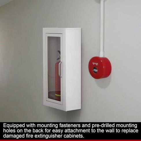Zonon 2 Pcs 10lb Fire Extinguisher Cabinet Wall & Surface Mount 27 3/8 H x 13 7/8 W x 6 1/2 D White Steel Fire Extinguisher Box Wall Mount Extinguishers Case Holder with Handle for Outdoor Indoor in Saudi Arabia