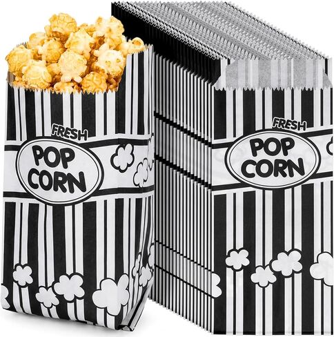 300 PCS الفشار الأكياس الورقية شحوم مقاومة الفشار أكياس الفشار يمكن التخلص منها حاوية الفشار الأحمر والأبيض لفيلم العائلة ليلة فيلم حفلة كارنفال مسرح الفشار (1 أوقية) in Kuwait