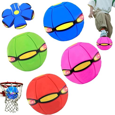 Magic Ball, Flying Saucer Bouncy Ball - Two Modes to Switch Freely, 6 LED Lights, Parent-Child Interaction, Indoor and Outdoor Holiday Games (Green + Blue + Purple + Red + Pink + Cyan) in Saudi Arabia