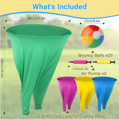 Granny Pants Yard Game Sets,4Pcs Granny Pants Equipped with 20 Bouncy Balls and 2 Pump,Outdoor Games for Adults and Family,Granny Pants Game for Garden Party and Field Day. in Saudi Arabia