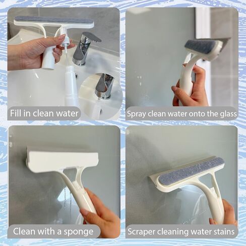 3 in 1 Window Cleaning Scraper,Multifunctional Spray Window Squeegee Cleaner Tool,Mirrors Scraper,Squeegee and Scrubber Spray Bottle Window Squeegee for Glass Doors,Glass Cleaner Tool in Saudi Arabia