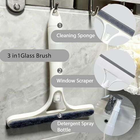 3 in 1 Window Cleaning Scraper,Multifunctional Spray Window Squeegee Cleaner Tool,Mirrors Scraper,Squeegee and Scrubber Spray Bottle Window Squeegee for Glass Doors,Glass Cleaner Tool in Saudi Arabia