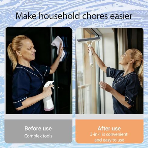 3 in 1 Window Cleaning Scraper,Multifunctional Spray Window Squeegee Cleaner Tool,Mirrors Scraper,Squeegee and Scrubber Spray Bottle Window Squeegee for Glass Doors,Glass Cleaner Tool in Saudi Arabia