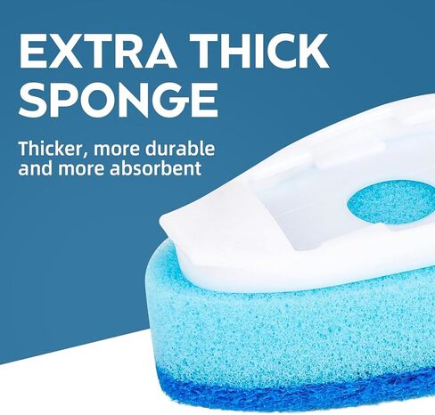Dish Wand Sponge Refills, 6 Sponges Replacement Heads DishWand Non Scratch, Soap Control Handle Dispenser Scrubber Heavy Duty with Dishwashing Scrub Dispensing Brush Pads Cleaning Supplies （Blue） in Saudi Arabia