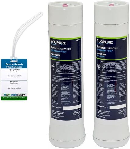 EcoPure Reverse Osmosis Filter Pair - Includes Pre/Post Filter Set (ECOROF) - Includes Service Reminder Tag - NSF Certified Authentic OEM Parts for ECOP30 RO Unit in Kuwait