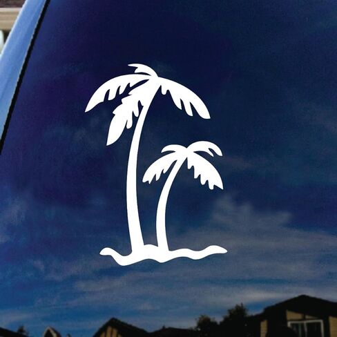 Palm Tree Car Window Vinyl Decal Sticker 4" Tall (White) in Saudi Arabia