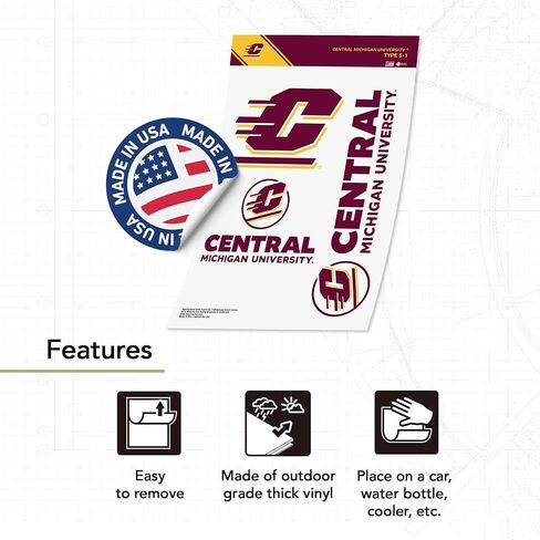 Desert Cactus Central Michigan University Sticker CMU Chippewas Vinyl Decals Laptop Water Bottle Car Scrapbook T5 (Type 5-1) in Saudi Arabia