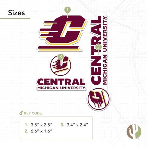 Desert Cactus Central Michigan University Sticker CMU Chippewas Vinyl Decals Laptop Water Bottle Car Scrapbook T5 (Type 5-1) in Saudi Arabia