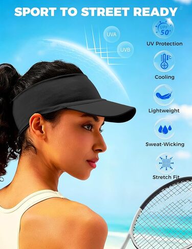 Cooling Visor Hats for Women Men, Elastic Headband UV Protection Sun Visor Golf Fishing Running, 1.2oz Packable Cap in Saudi Arabia