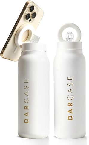 DARCASE Premium Magnetic Water Bottle with Phone Mount - Insulated Stainless Steel Bottle, Leak Proof Reusable Water Bottle with Phone Holder Tripod for Workout, Travel & Content Creation - 24oz in Saudi Arabia