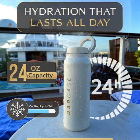 DARCASE Premium Magnetic Water Bottle with Phone Mount - Insulated Stainless Steel Bottle, Leak Proof Reusable Water Bottle with Phone Holder Tripod for Workout, Travel & Content Creation - 24oz in Saudi Arabia