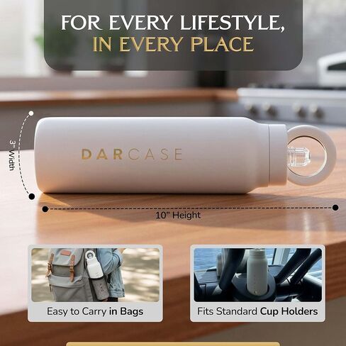 DARCASE Premium Magnetic Water Bottle with Phone Mount - Insulated Stainless Steel Bottle, Leak Proof Reusable Water Bottle with Phone Holder Tripod for Workout, Travel & Content Creation - 24oz in Saudi Arabia